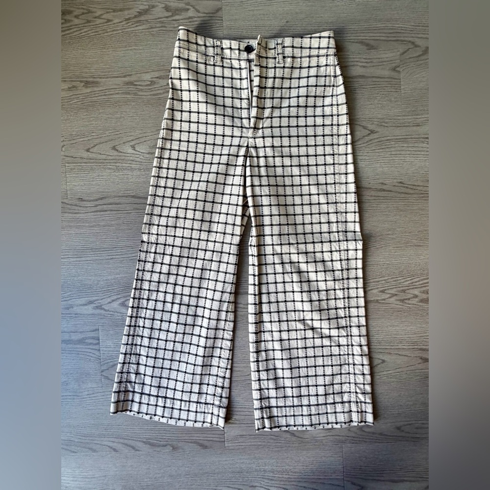 Madewell Emmett Wide Leg Crop Pants Womens Size 27 Plaid